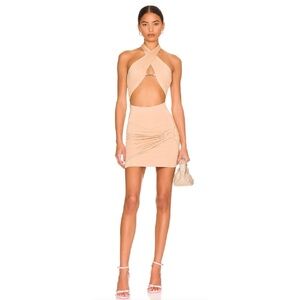 Revolve Superdown Michelle Wrap Mini Dress in Nude size S